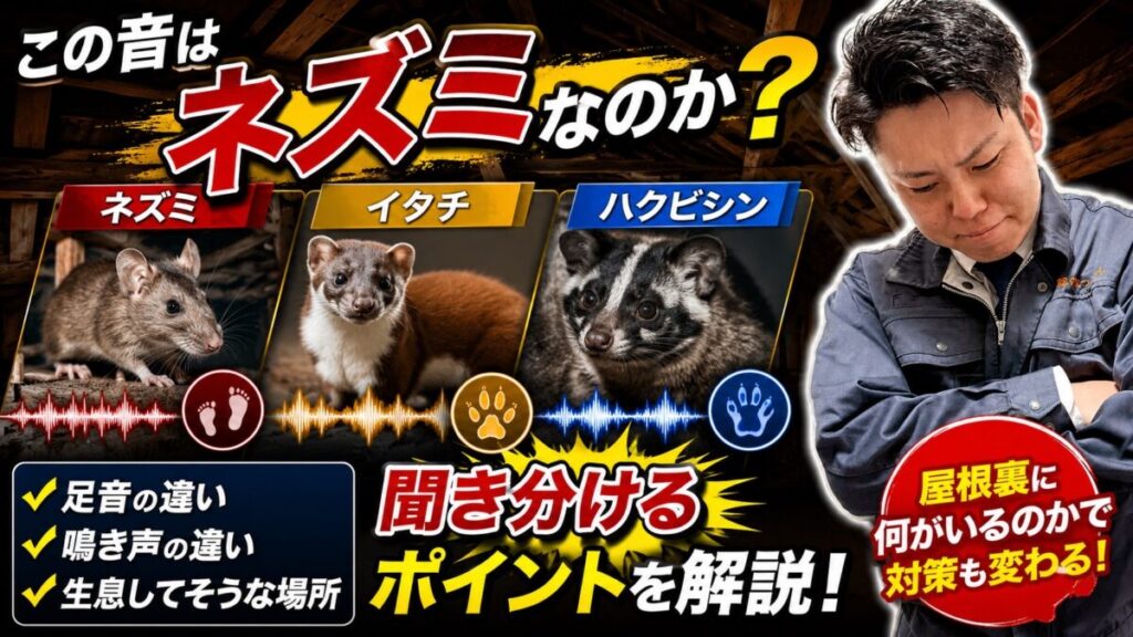 岐阜 天井裏の足音 ネズミ・イタチ・アライグマ・ハクビシン
